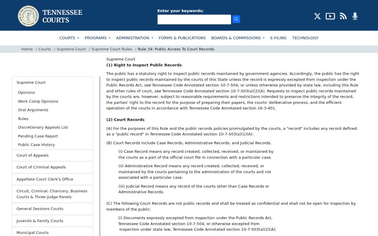 Crockett County court records Rule 34 access