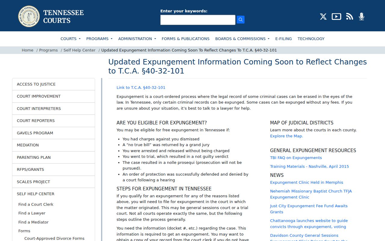 Crockett County criminal docket expungement instructions