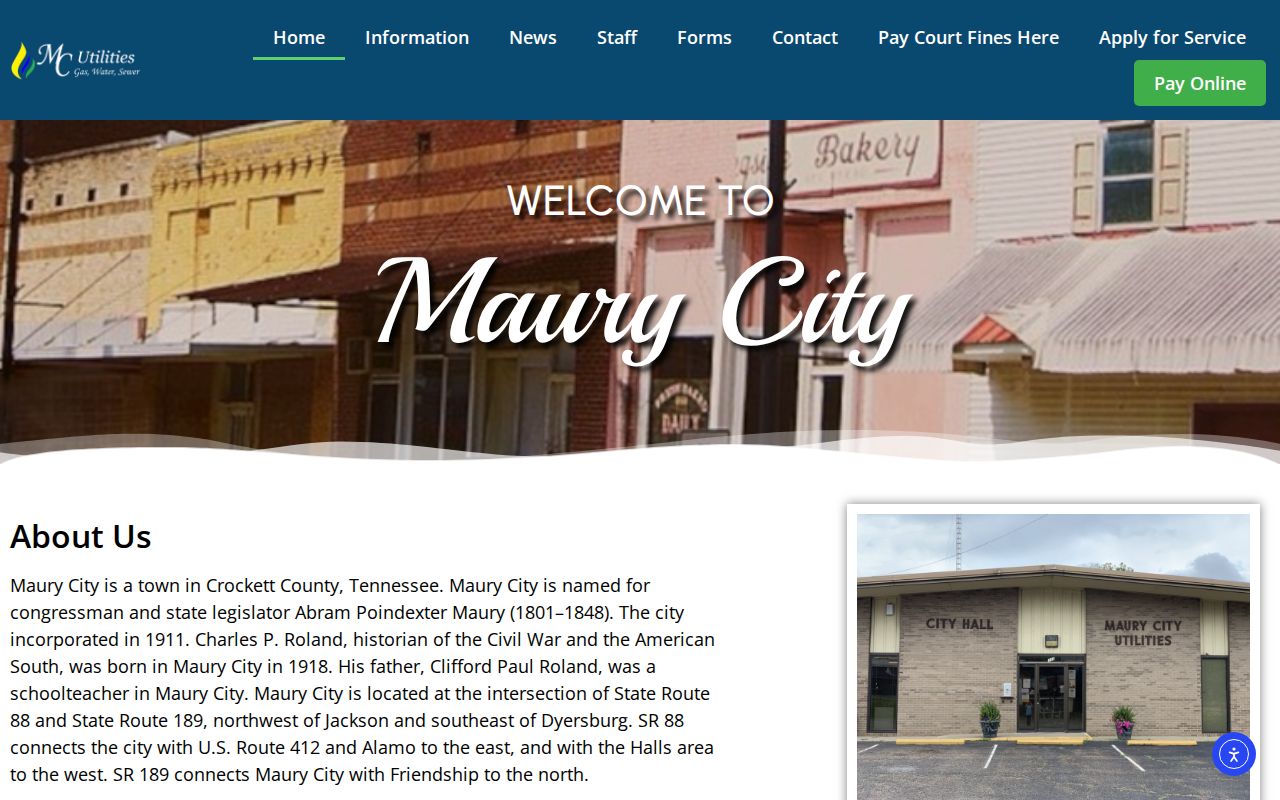 Maury City court records official town route