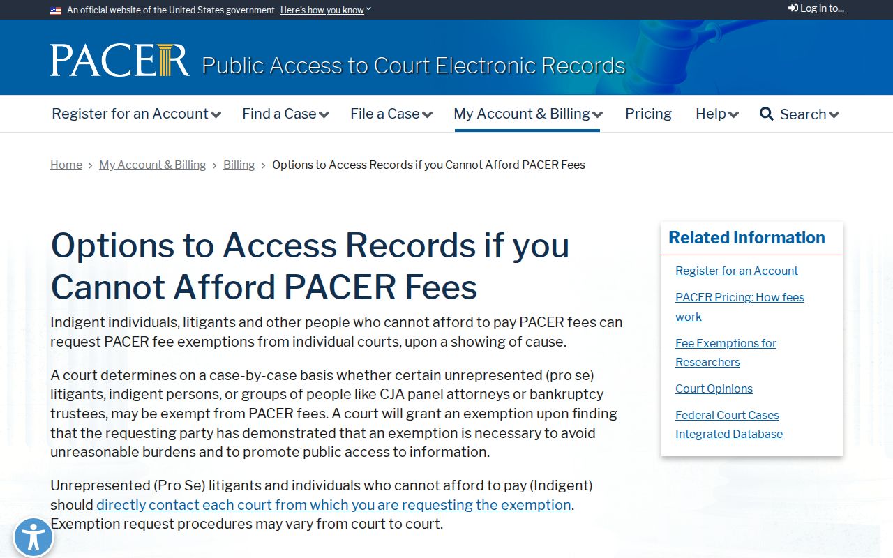 Crockett County federal docket fee exemption options