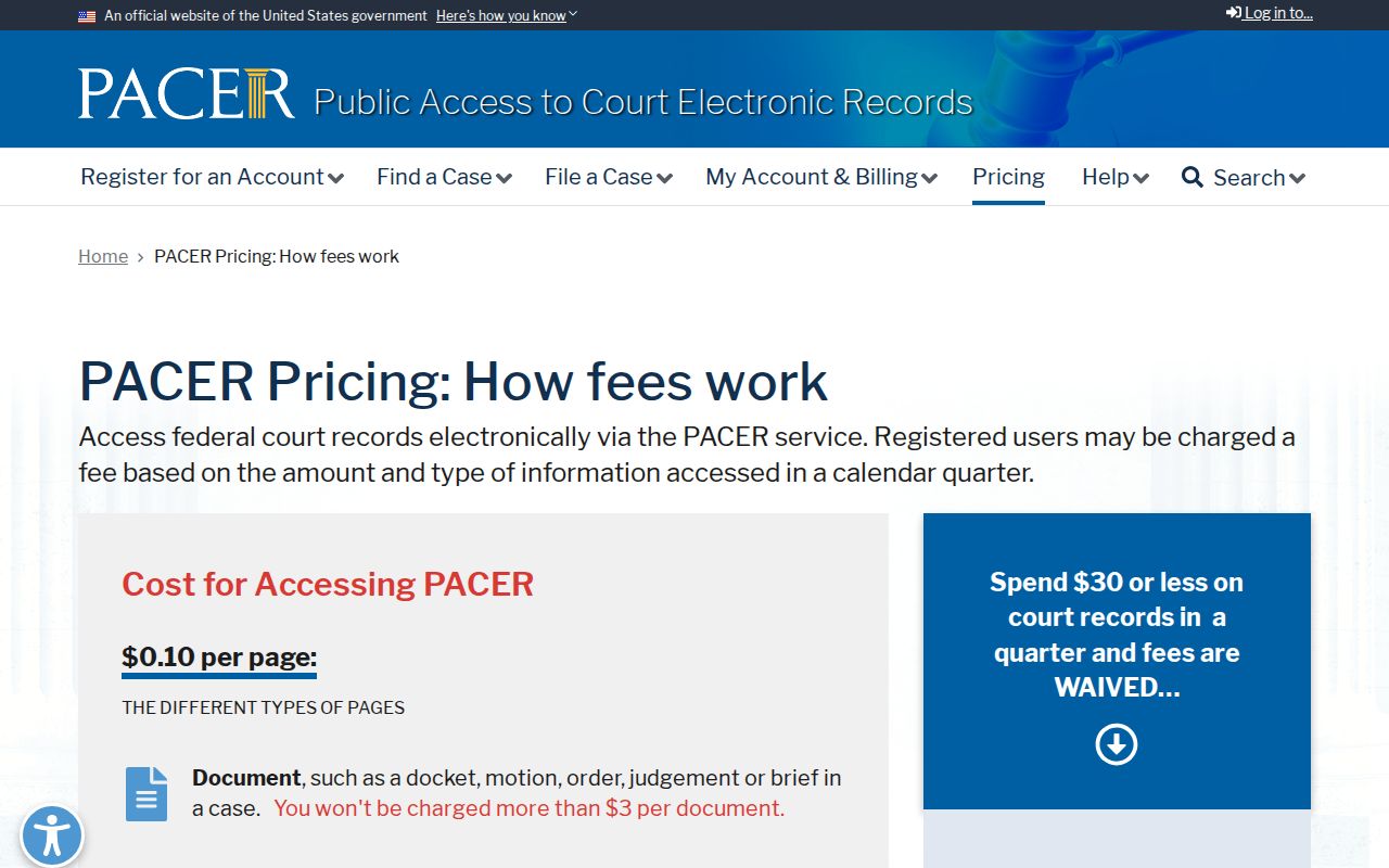 Federal traffic court record pricing for Crockett County