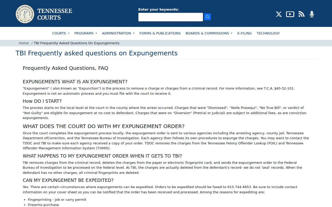 Crockett County traffic court expungement filing guidance